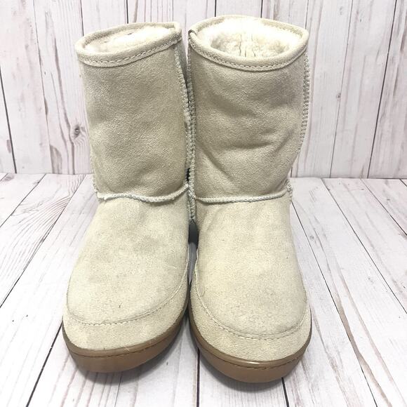 Minnetonka Suede Sheepskin Fur Lined Boots Size 10 Color Sand - Picture 3 of 10